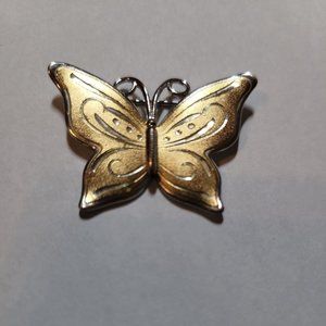 Vintage Gorham Sterling Silver Vermeil Butterfly Pendant Brooch Pin 1.25x1.5